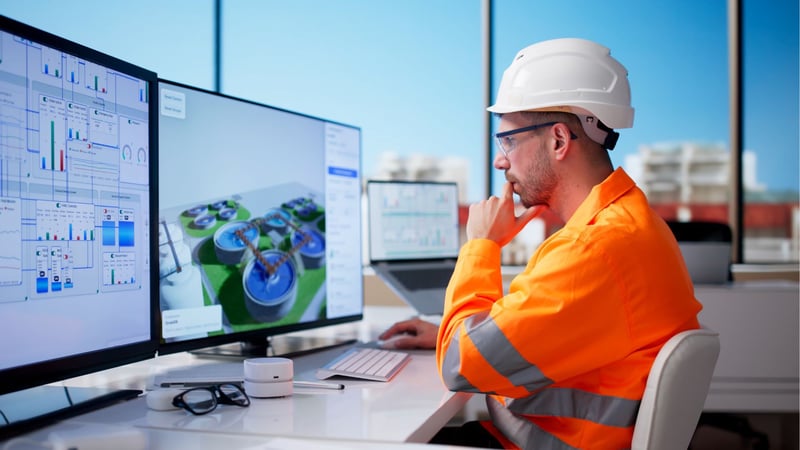 Wastewater treatment plant engineer working on digital optimization