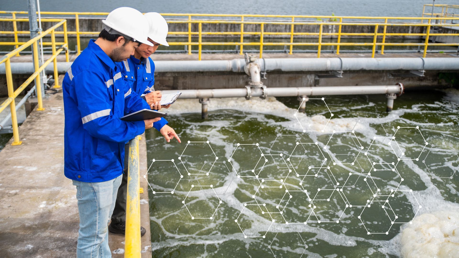 Veolia engineers implementing Hubgrade digital optimization at a wastewater treatment plant